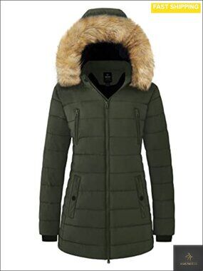 Women's Warm Winter Puffer Jacket Faux Fur Hood Long Parka Coat